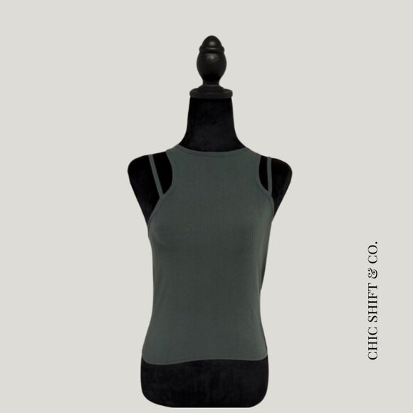 Lululemon | Double Strap Yoga Tank | Olive Green | 6 - Picture 1 of 5